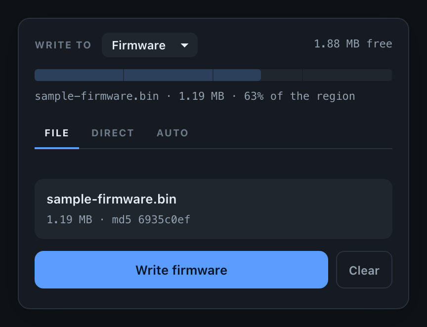 Writing a .bin from the portal